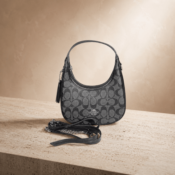 Signature Canvas Shoulder Bag-Black
