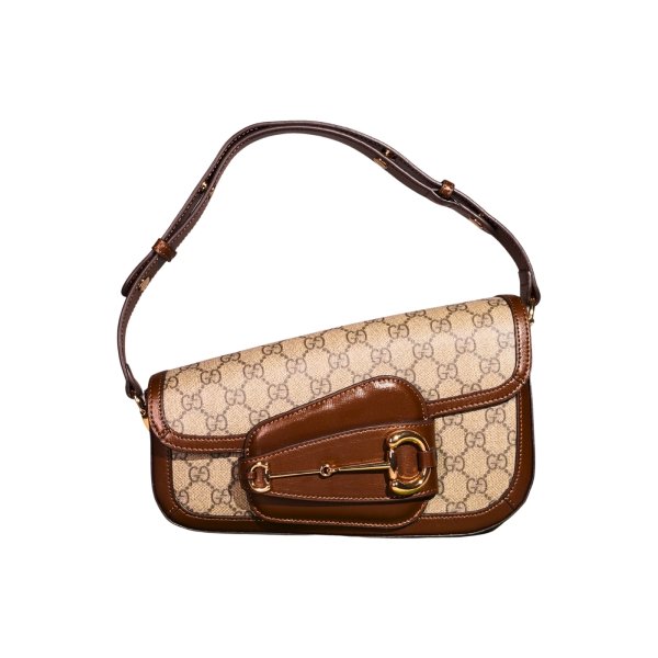 Gucci Horsebit 1955 GG Supreme Shoulder Bag – Khaki & Brown