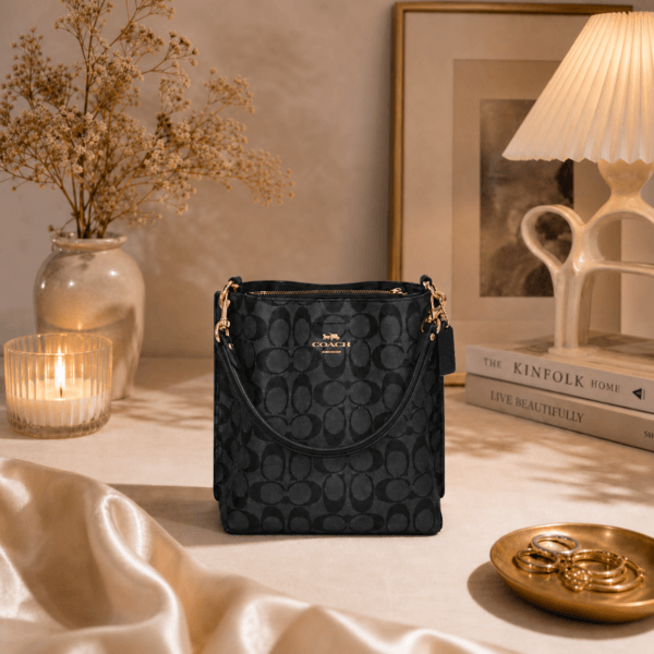 Signature Canvas Black Shoulder Bag – Elegant Everyday