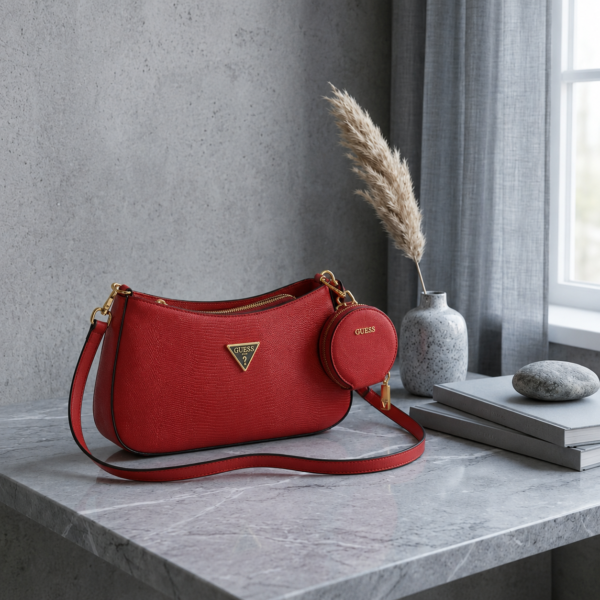 Guess Textured Crossbody Bag with Mini Pouch-Red